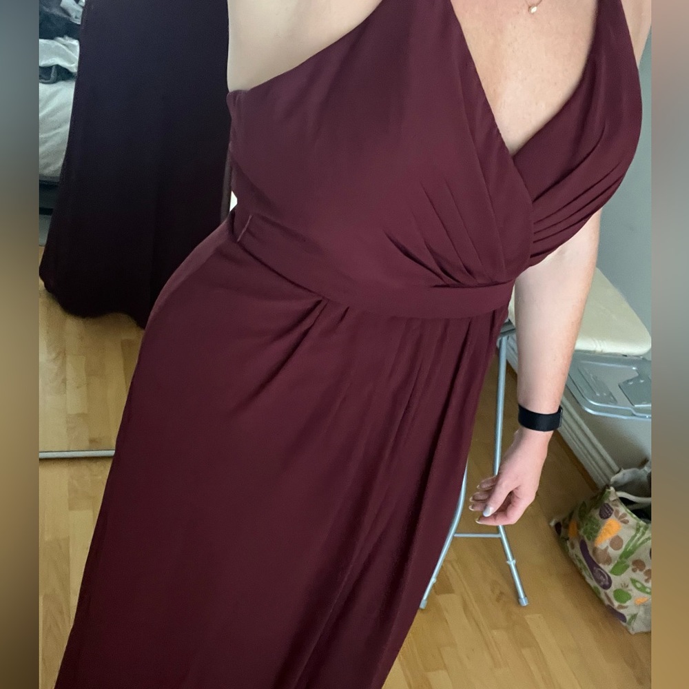 Gorgeous floor length wine bridesmaid dress